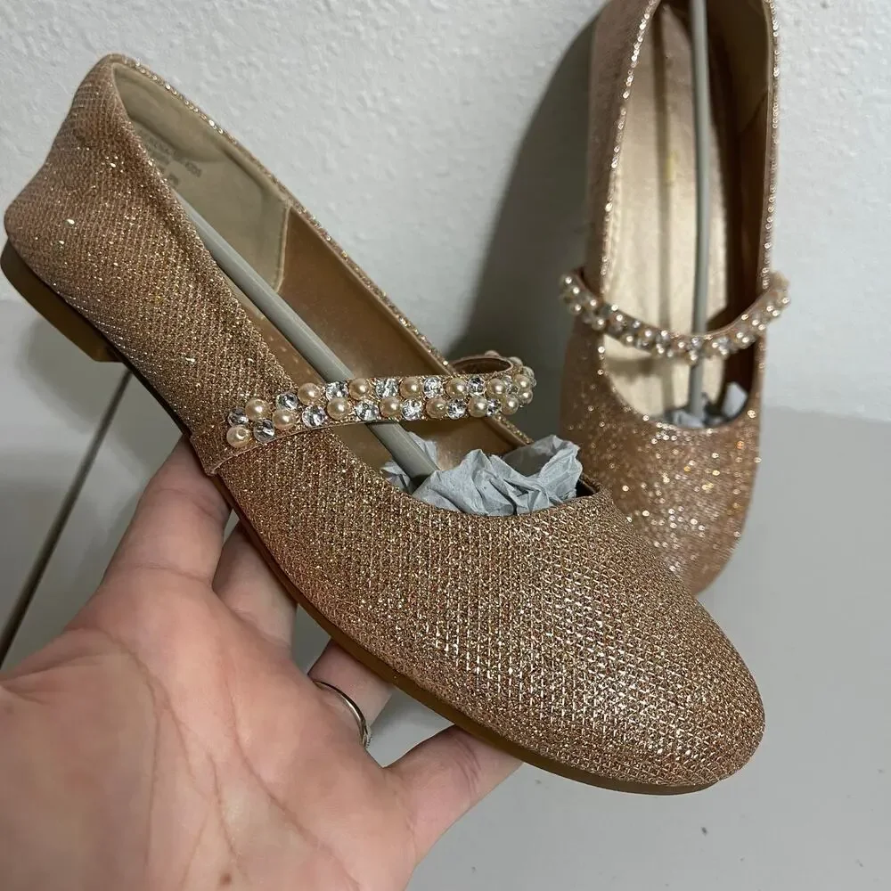 Dream Pairs Girls Mary Jane Dress Shoes Special Occasion Pearl Strap Sz 5